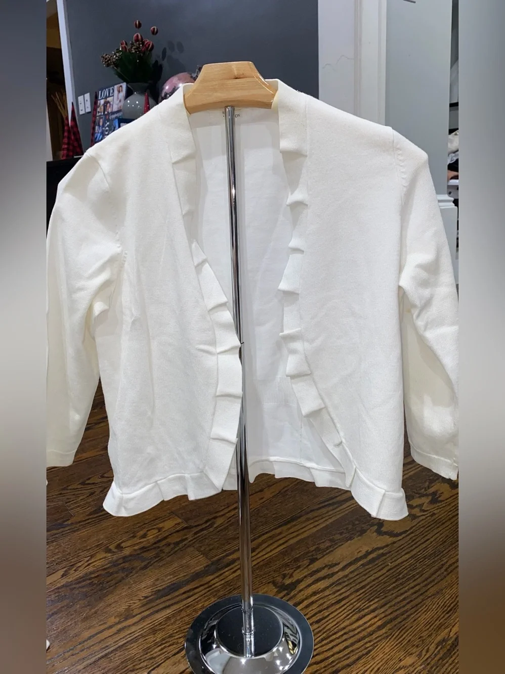 Madison White Ruffle-Edge Open Cardigan - Picture 1 of 4